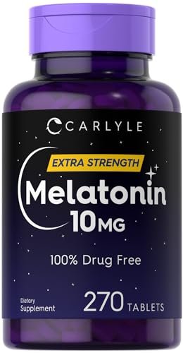 Carlyle Melatonin 10 mg + L-Theanin | 270 Tabletten | Vegetarisch, Nicht-GVO, Glutenfrei | Schlafhilfe