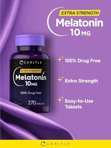 Carlyle Melatonin 10 mg + L-Theanin | 270 Tabletten | Vegetarisch, Nicht-GVO, Glutenfrei | Schlafhilfe