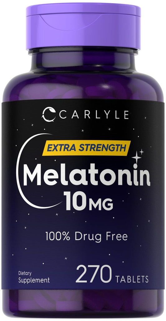 Carlyle Melatonin 10 mg + L-Theanin | 270 Tabletten | Vegetarisch, Nicht-GVO, Glutenfrei | Schlafhilfe