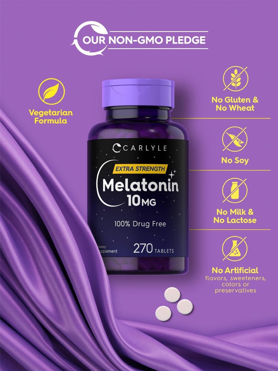 Carlyle Melatonin 10 mg + L-Theanin | 270 Tabletten | Vegetarisch, Nicht-GVO, Glutenfrei | Schlafhilfe