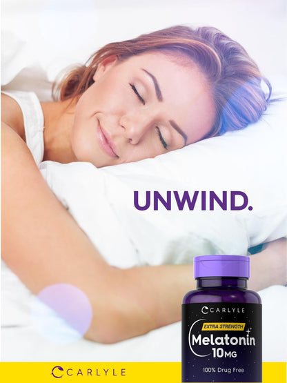 Carlyle Melatonin 10 mg + L-Theanin | 270 Tabletten | Vegetarisch, Nicht-GVO, Glutenfrei | Schlafhilfe