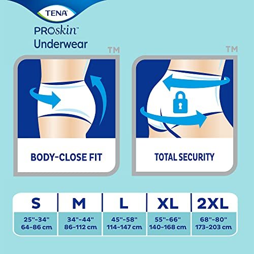 TENA ProSkin Plus Einwegunterwäsche zum Anziehen mit Reißnähten, Größe Large, 72633, 18 Stück