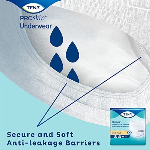 TENA ProSkin Plus Einwegunterwäsche zum Anziehen mit Reißnähten, Größe Large, 72633, 18 Stück