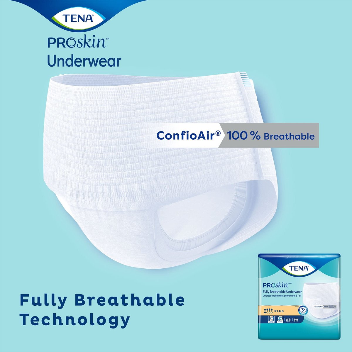 TENA ProSkin Plus Einwegunterwäsche zum Anziehen mit Reißnähten, Größe Large, 72633, 18 Stück