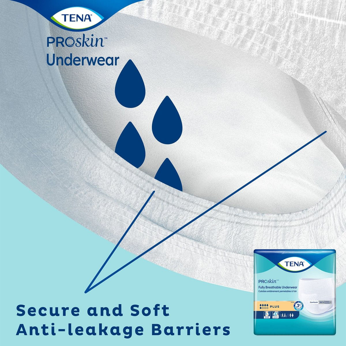 TENA ProSkin Plus Einwegunterwäsche zum Anziehen mit Reißnähten, Größe Large, 72633, 18 Stück