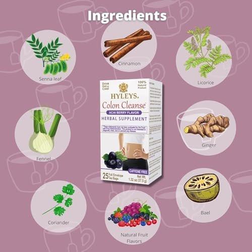 Hyleys Colon Cleanse Tee Acai Beere Geschmack - 25 Teebeutel (1 Packung)