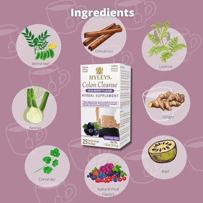 Hyleys Colon Cleanse Tee Acai Beere Geschmack - 25 Teebeutel (1 Packung)