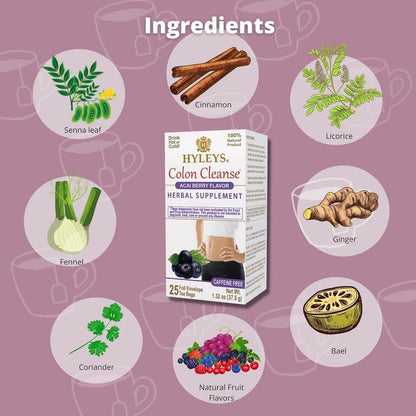 Hyleys Colon Cleanse Tee Acai Beere Geschmack - 25 Teebeutel (1 Packung)