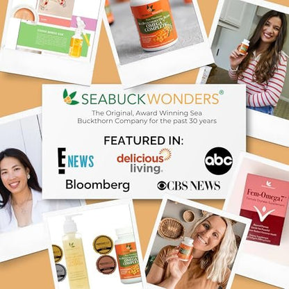 SEABUCKWONDERS Bio Sanddornöl Omega-7 Komplett, 30 Softgels, 15-Tage-Vorrat, mit Omega 3, 6 & 9, Unterstützt Haare, Haut & Nägel, 100% Rein ohne Füllstoffe