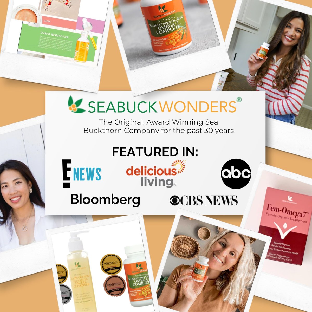 SEABUCKWONDERS Bio Sanddornöl Omega-7 Komplett, 30 Softgels, 15-Tage-Vorrat, mit Omega 3, 6 & 9, Unterstützt Haare, Haut & Nägel, 100% Rein ohne Füllstoffe