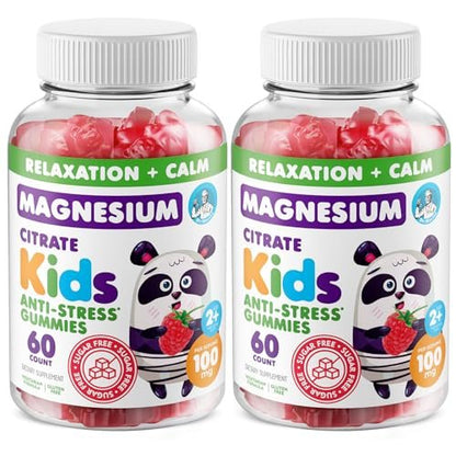 DR. MORITZ Zuckerfreie Beruhigende Magnesium Gummis für Kinder und Erwachsene - Nicht-GMO Magnesiumcitrat Gummis - Himbeergeschmack - 2er-Pack (60 Stück)