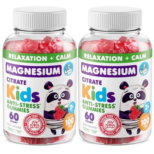 DR. MORITZ Zuckerfreie Beruhigende Magnesium Gummis für Kinder und Erwachsene - Nicht-GMO Magnesiumcitrat Gummis - Himbeergeschmack - 2er-Pack (60 Stück)