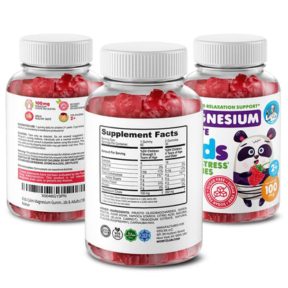 DR. MORITZ Zuckerfreie Beruhigende Magnesium Gummis für Kinder und Erwachsene - Nicht-GMO Magnesiumcitrat Gummis - Himbeergeschmack - 2er-Pack (60 Stück)