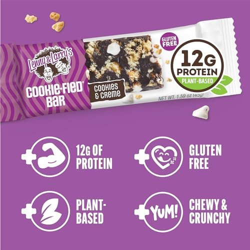 Lenny & Larry's Cookie-fied Protein Bar – Cookies & Creme Vegan Proteinriegel 9x45g – Gesunder Snack mit 12g pflanzlichem Protein & 5g Ballaststoffen – Glutenfreier Powerriegel, Non-GMO & Vegan