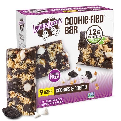 Lenny & Larry's Cookie-fied Protein Bar – Cookies & Creme Vegan Proteinriegel 9x45g – Gesunder Snack mit 12g pflanzlichem Protein & 5g Ballaststoffen – Glutenfreier Powerriegel, Non-GMO & Vegan