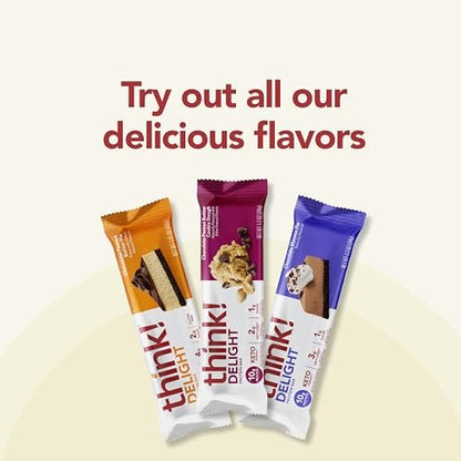 think! Delight Keto Protein Riegel, kohlenhydratarm, glutenfrei, Snack – Schokoladen-Erdnussbutter-Keksteig, 10er-Pack (Verpackung kann variieren)