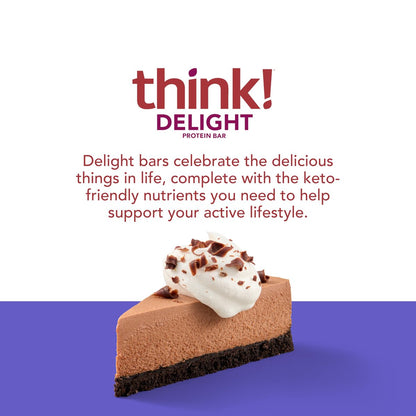 think! Delight Keto Protein Riegel – Schokoladen-Mousse-Kuchen, 10er Pack, Low Carb, Glutenfrei