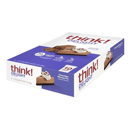 think! Delight Keto Protein Riegel – Schokoladen-Mousse-Kuchen, 10er Pack, Low Carb, Glutenfrei