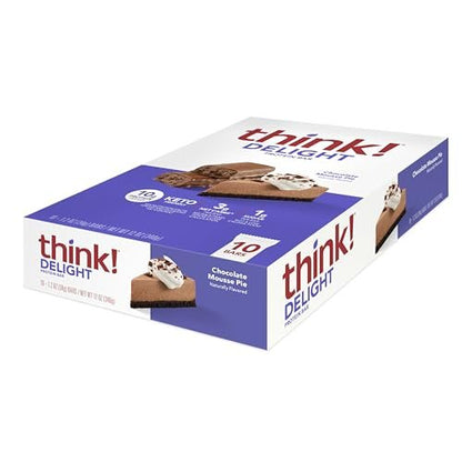 think! Delight Keto Protein Riegel – Schokoladen-Mousse-Kuchen, 10er Pack, Low Carb, Glutenfrei