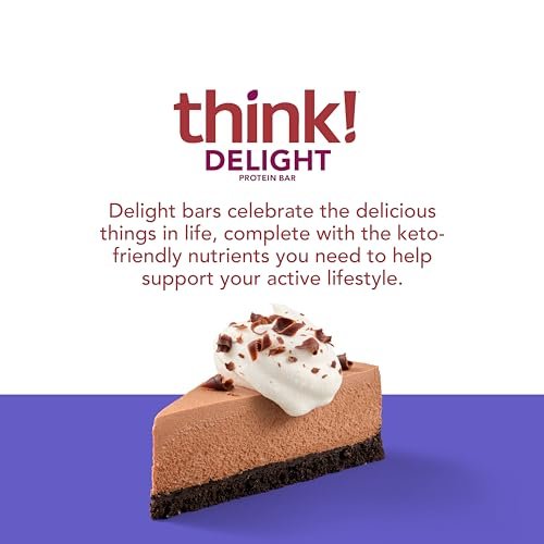 think! Delight Keto Protein Riegel – Schokoladen-Mousse-Kuchen, 10er Pack, Low Carb, Glutenfrei