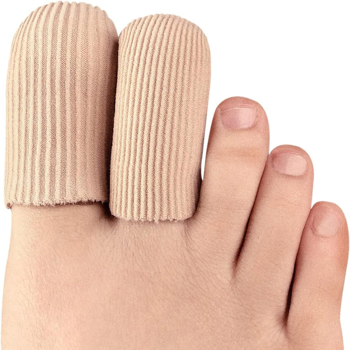 Bukihome 8er-Pack Zehenschützer aus Silikon – Geschlossene Zehenkappen mit Stoffüberzug zur Schmerzlinderung bei Hühneraugen, Blasen und eingewachsenen Zehennägeln (2x groß + 6x mittel) [Upgrade]