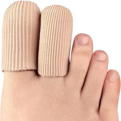 Bukihome 8er-Pack Zehenschützer aus Silikon – Geschlossene Zehenkappen mit Stoffüberzug zur Schmerzlinderung bei Hühneraugen, Blasen und eingewachsenen Zehennägeln (2x groß + 6x mittel) [Upgrade]