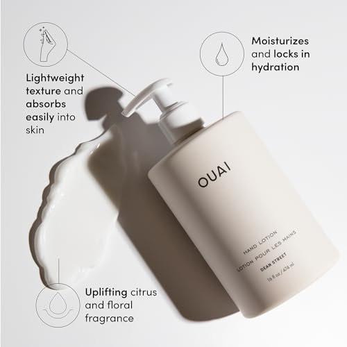 OUAI Hand Wash & Hand Lotion Set, Dean Street Duft – Feuchtigkeitsspendend & Peeling-Wirkung bei täglicher Anwendung – mit Jojobaestern, Avocado- & Rosenöl (je 473 ml)