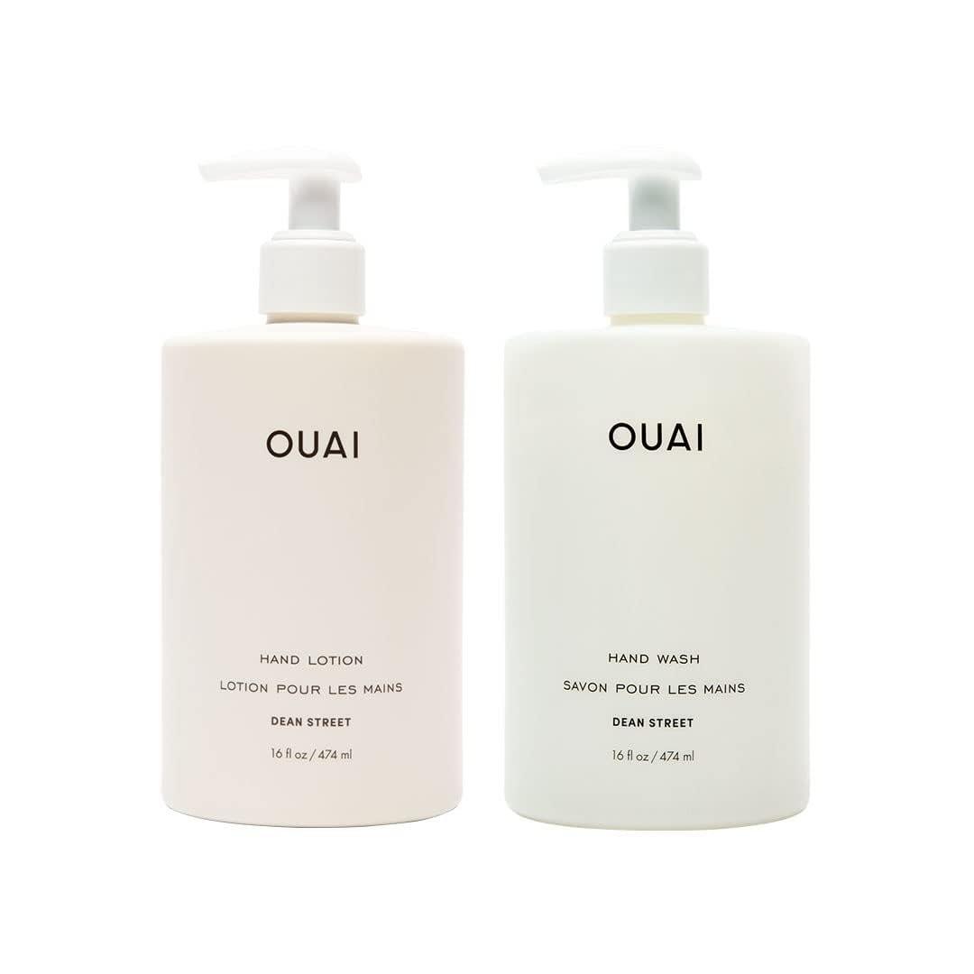 OUAI Hand Wash & Hand Lotion Set, Dean Street Duft – Feuchtigkeitsspendend & Peeling-Wirkung bei täglicher Anwendung – mit Jojobaestern, Avocado- & Rosenöl (je 473 ml)