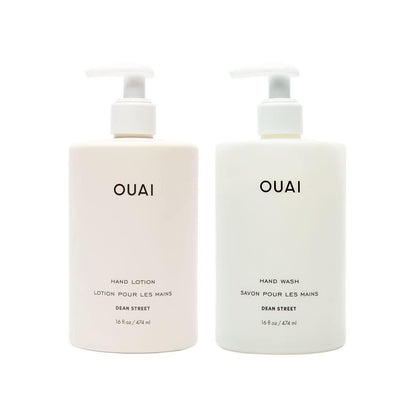 OUAI Hand Wash & Hand Lotion Set, Dean Street Duft – Feuchtigkeitsspendend & Peeling-Wirkung bei täglicher Anwendung – mit Jojobaestern, Avocado- & Rosenöl (je 473 ml)