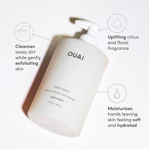 OUAI Hand Wash & Hand Lotion Set, Dean Street Duft – Feuchtigkeitsspendend & Peeling-Wirkung bei täglicher Anwendung – mit Jojobaestern, Avocado- & Rosenöl (je 473 ml)