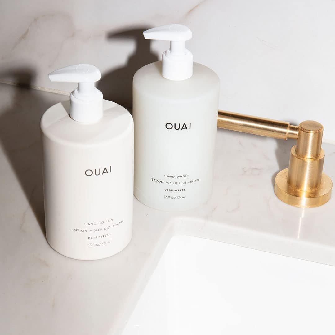 OUAI Hand Wash & Hand Lotion Set, Dean Street Duft – Feuchtigkeitsspendend & Peeling-Wirkung bei täglicher Anwendung – mit Jojobaestern, Avocado- & Rosenöl (je 473 ml)