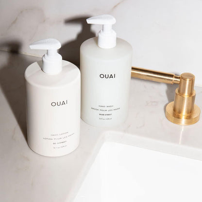 OUAI Hand Wash & Hand Lotion Set, Dean Street Duft – Feuchtigkeitsspendend & Peeling-Wirkung bei täglicher Anwendung – mit Jojobaestern, Avocado- & Rosenöl (je 473 ml)