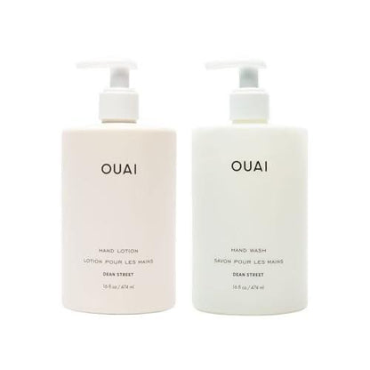 OUAI Hand Wash & Hand Lotion Set, Dean Street Duft – Feuchtigkeitsspendend & Peeling-Wirkung bei täglicher Anwendung – mit Jojobaestern, Avocado- & Rosenöl (je 473 ml)