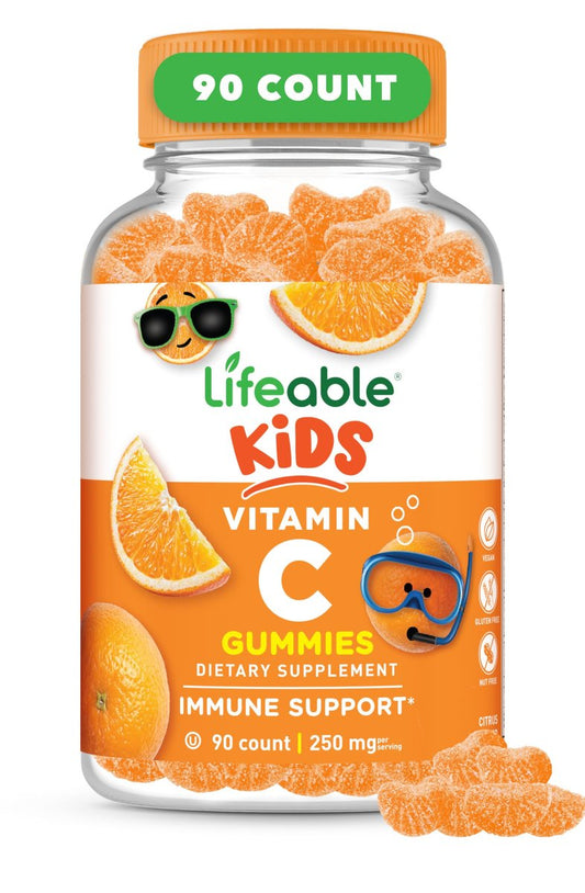 Lifeable Vitamin C Gummis für Kinder | 250 mg | Leckerer Geschmack, vegan &amp; ohne Gentechnik | Immununterstützung | 90 Gummis