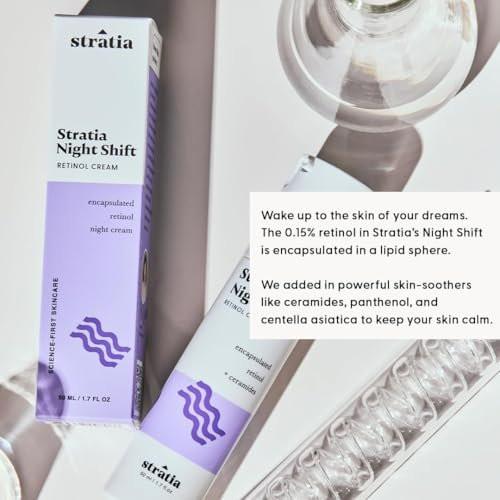 Stratia Night Shift Retinol Creme – Anti-Aging Gesichtscreme für glatte, strahlende Haut, feuchtigkeitsspendende & sanfte Lotion für alle Hauttypen, 50 ml
