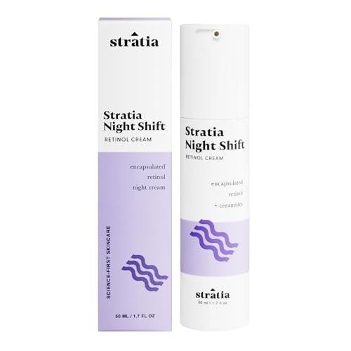 Stratia Night Shift Retinol Creme – Anti-Aging Gesichtscreme für glatte, strahlende Haut, feuchtigkeitsspendende & sanfte Lotion für alle Hauttypen, 50 ml