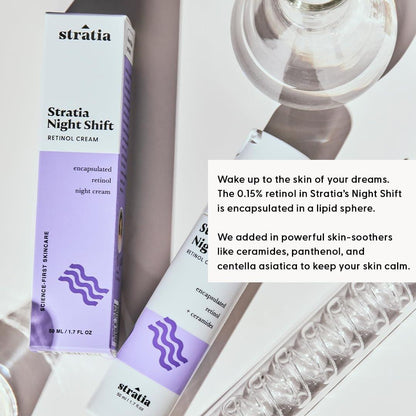 Stratia Night Shift Retinol Creme – Anti-Aging Gesichtscreme für glatte, strahlende Haut, feuchtigkeitsspendende & sanfte Lotion für alle Hauttypen, 50 ml