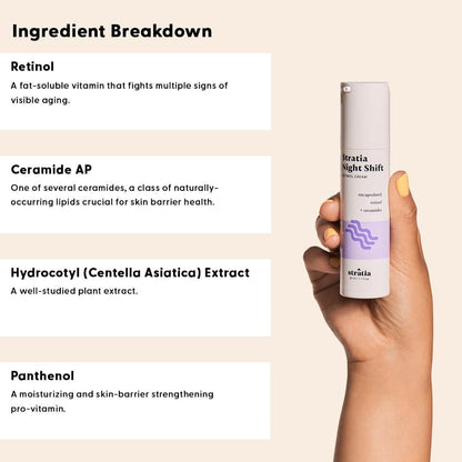Stratia Night Shift Retinol Creme – Anti-Aging Gesichtscreme für glatte, strahlende Haut, feuchtigkeitsspendende & sanfte Lotion für alle Hauttypen, 50 ml