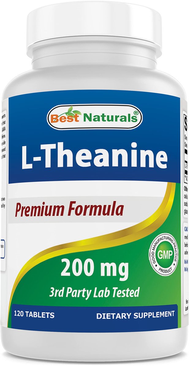 Best Naturals L-Theanin 200mg pro Tablette (400mg pro 2 Tabletten) – Fördert Entspannung ohne Schläfrigkeit – 120 vegetarische Tabletten