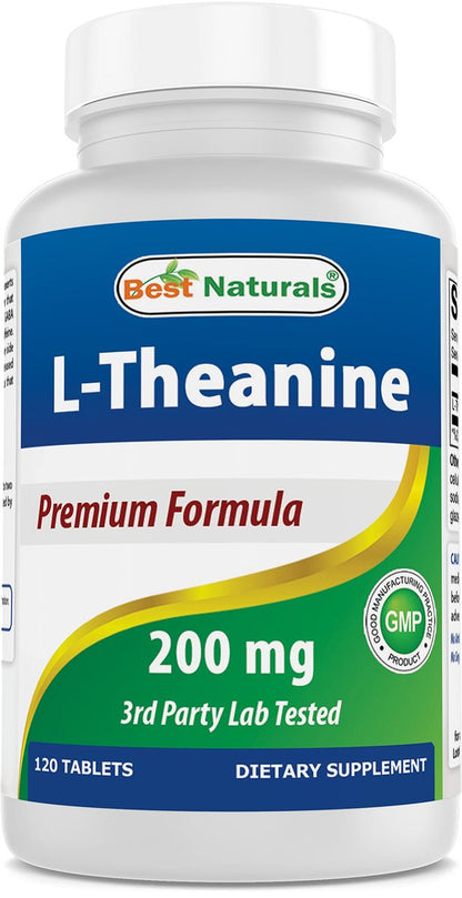 Best Naturals L-Theanin 200mg pro Tablette (400mg pro 2 Tabletten) – Fördert Entspannung ohne Schläfrigkeit – 120 vegetarische Tabletten