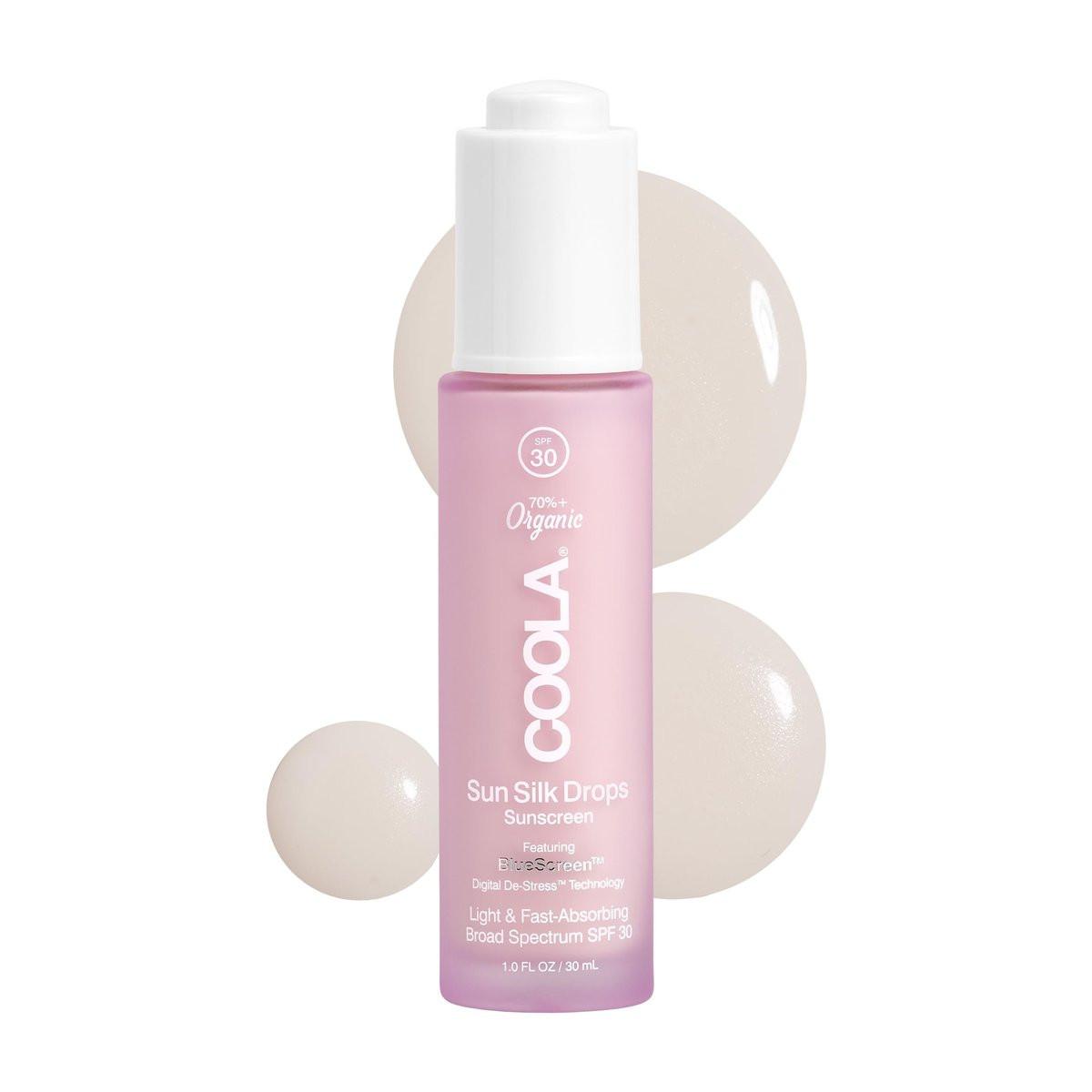 COOLA Organic Sun Silk Drops & Feuchtigkeitscreme mit LSF 30 – Dermatologisch getestetes Sonnenschutzmittel mit pflanzlicher BlueScreen Digital De-Stress Technologie, 30 ml