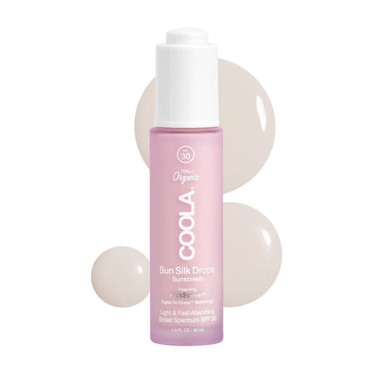 COOLA Organic Sun Silk Drops & Feuchtigkeitscreme mit LSF 30 – Dermatologisch getestetes Sonnenschutzmittel mit pflanzlicher BlueScreen Digital De-Stress Technologie, 30 ml