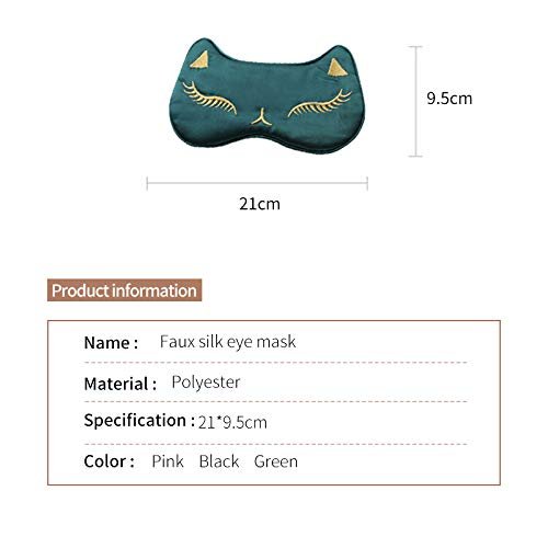 PERFECTSIGHT Schlafmaske aus Seide, Katzenmuster, Leichte Augenmaske für Frauen Männer Schlafen Reisen Nickerchen (Schwarz)
