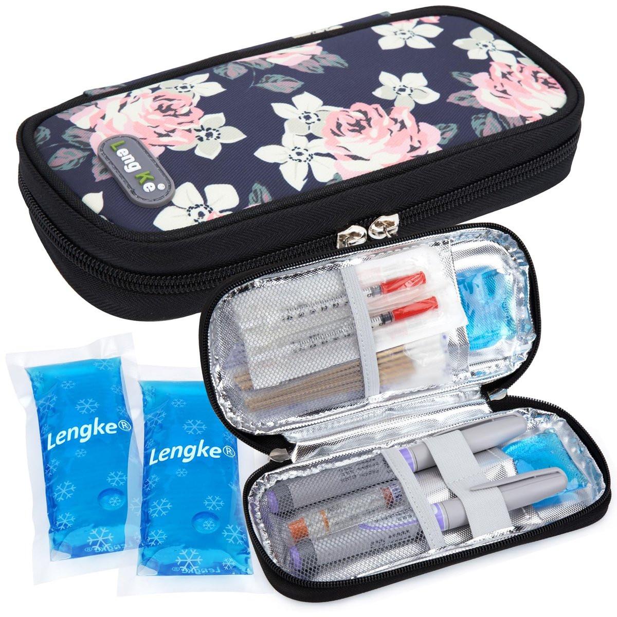 YOUSHARES Insulin-Kühltasche für Reisen – Tragbare Medikamentenkühltasche für Insulin-Pens, Medikamente und Diabeteszubehör mit 2 TSA-zugelassenen Kühlakkus