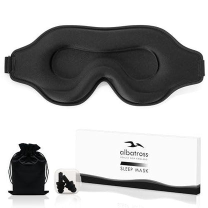 Schlafmaske für Männer und Frauen – Seitenschläfer Schlafmaske mit Memory-Schaum, verstellbarem Riemen, Augenschlafabdeckung für Reisen (Schwarz)
