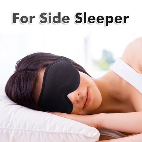 Schlafmaske für Männer und Frauen – Seitenschläfer Schlafmaske mit Memory-Schaum, verstellbarem Riemen, Augenschlafabdeckung für Reisen (Schwarz)