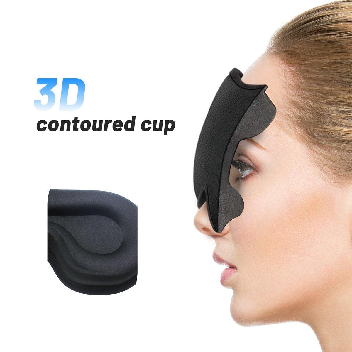 Schlafmaske für Männer und Frauen – Seitenschläfer Schlafmaske mit Memory-Schaum, verstellbarem Riemen, Augenschlafabdeckung für Reisen (Schwarz)