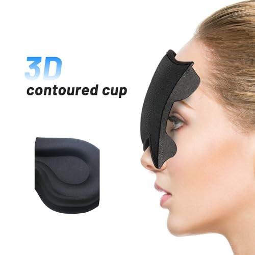 Schlafmaske für Männer und Frauen – Seitenschläfer Schlafmaske mit Memory-Schaum, verstellbarem Riemen, Augenschlafabdeckung für Reisen (Schwarz)