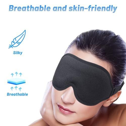 Schlafmaske für Männer und Frauen – Seitenschläfer Schlafmaske mit Memory-Schaum, verstellbarem Riemen, Augenschlafabdeckung für Reisen (Schwarz)