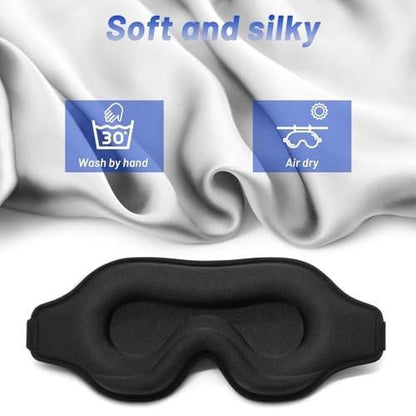 Schlafmaske für Männer und Frauen – Seitenschläfer Schlafmaske mit Memory-Schaum, verstellbarem Riemen, Augenschlafabdeckung für Reisen (Schwarz)